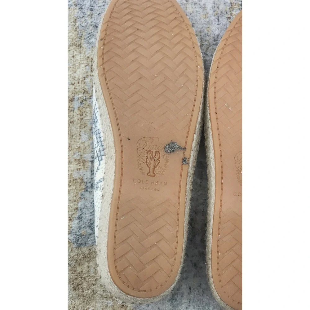 Cole Haan Women's Grand.Os Cloudfeel Espadrille Ivory Grey Snakeskin Size 9.5 B